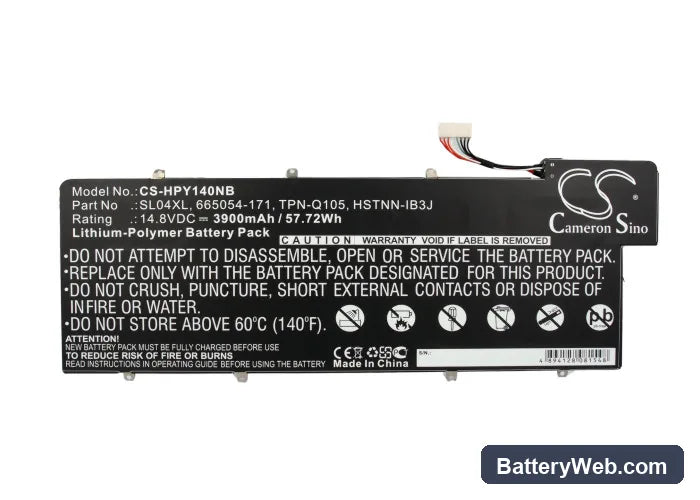 HP ENVY 14-3001TU Replacement Battery, 14.8V, 3900mAh, Li-Polymer 5