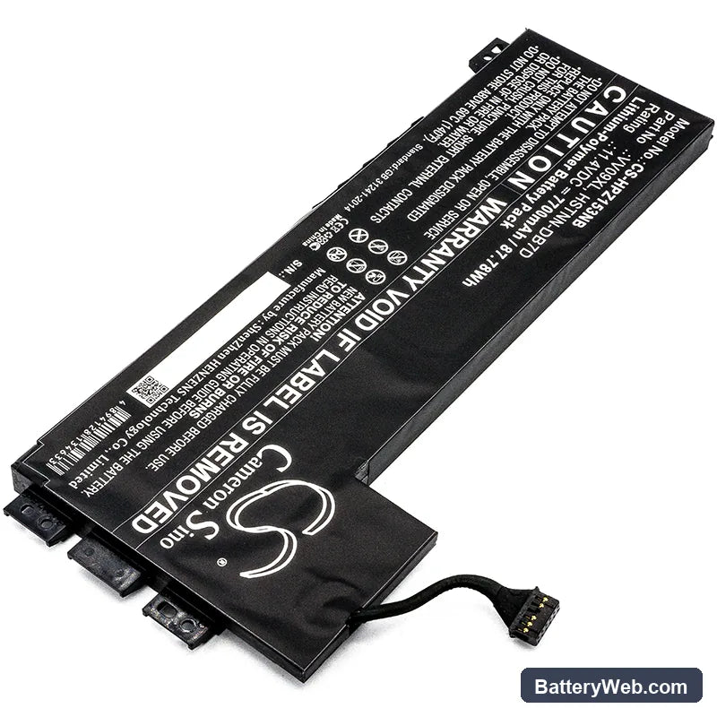 HP ZBook 15 G3 Replacement Battery, 11.4V, 7700mAh, Li-Polymer 2