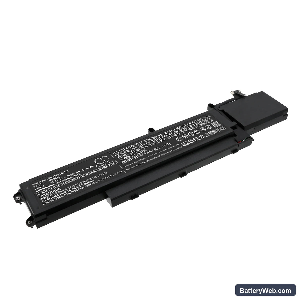 HP ZBook Fury 16 G9 6X1G1PA Replacement Battery, 15.4V, 5900mAh, Li-Polymer 1