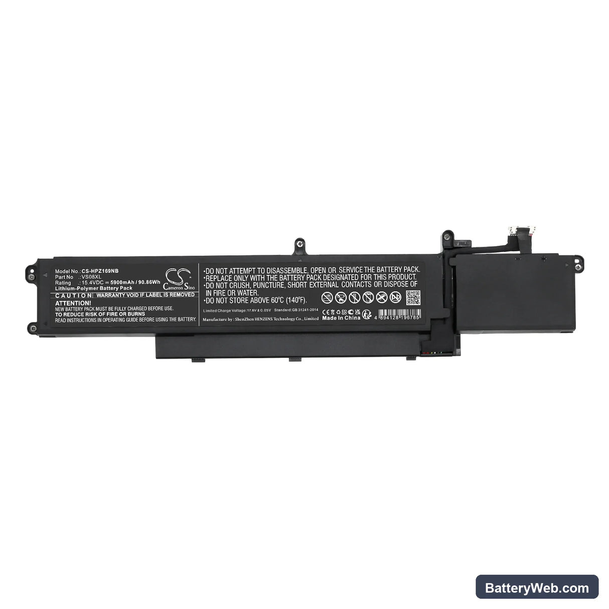 HP ZBook Fury 16 G9 6X1G1PA Replacement Battery, 15.4V, 5900mAh, Li-Polymer 3