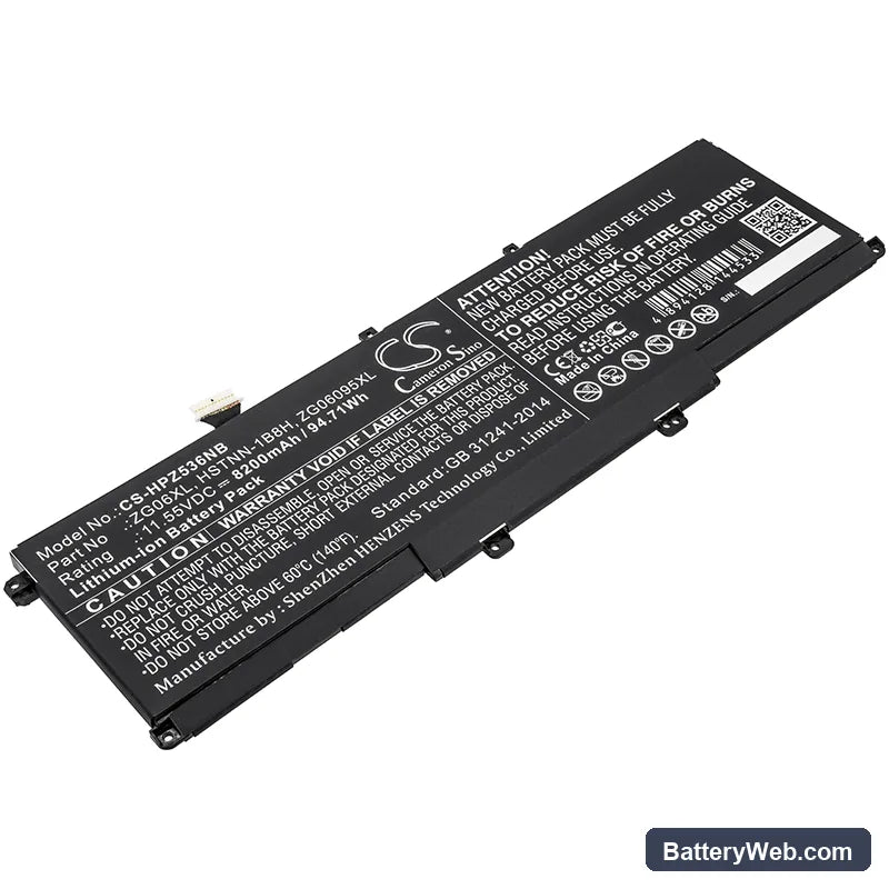 HP ZBook Studio G5 Replacement Battery, 11.55V, 8200mAh, Li-ion 1