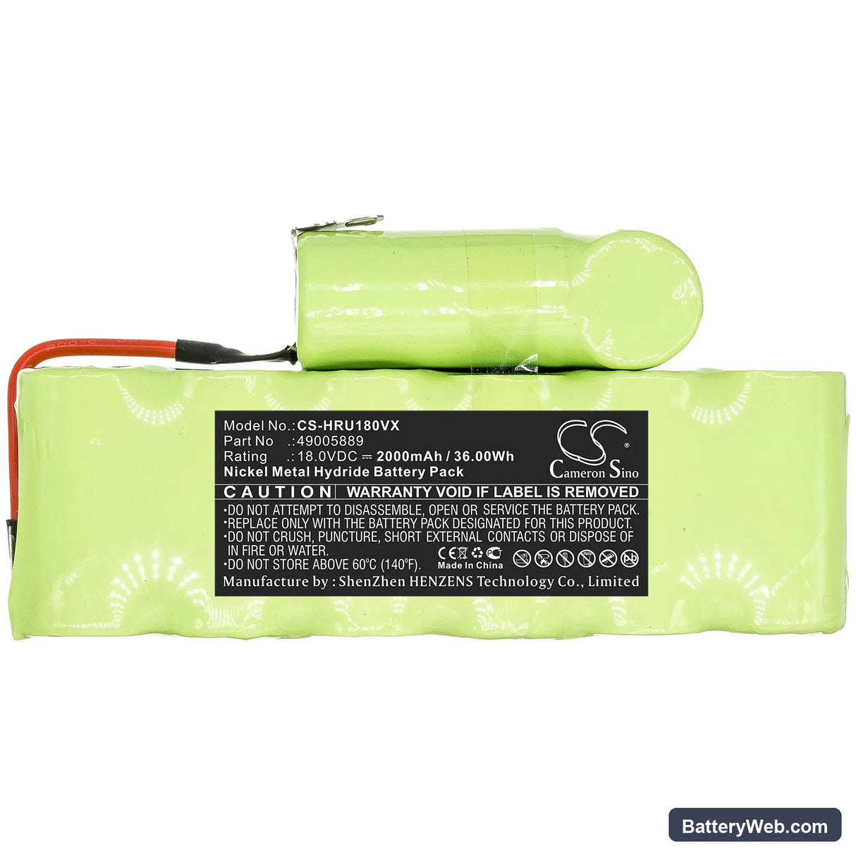 Hoover SU180 Replacement Battery, 18V, 2000mAh, Ni-MH 3