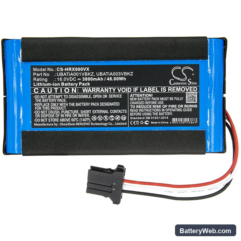 Sharp COCOROBO RX-V60 Replacement Battery, 16V, 3000mAh, LiFePO4 3