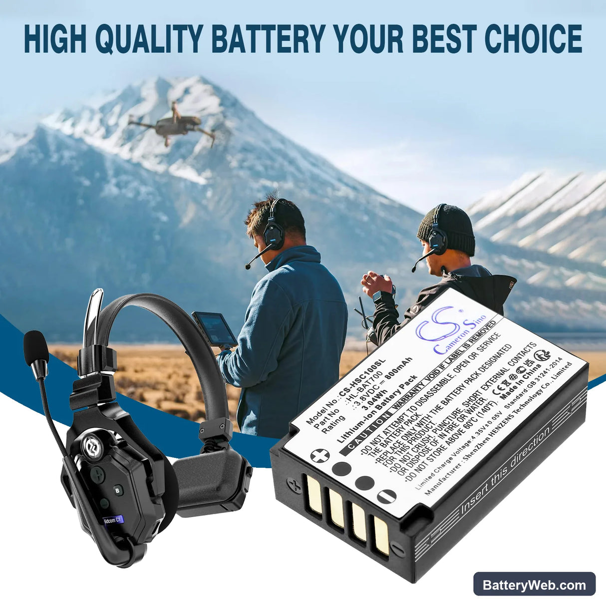 Hollyland Solidcom C1 Replacement Battery, 3.8V, 800mAh, Li-ion 6