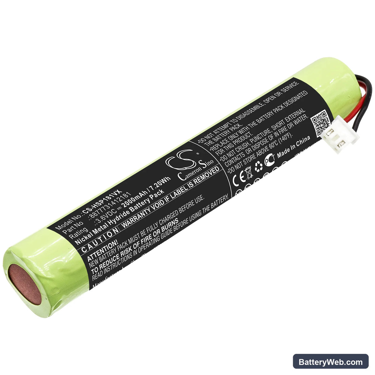 Hurricane Spin Scrubber Replacement Battery, 3.6V, 2000mAh, Ni-MH 1