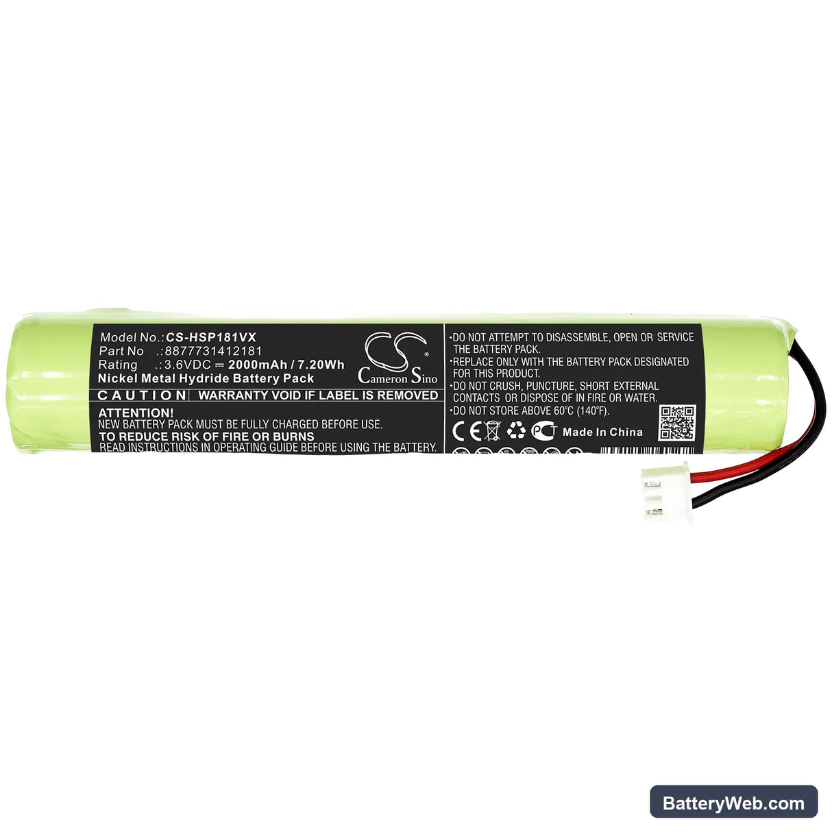 Hurricane Spin Scrubber Replacement Battery, 3.6V, 2000mAh, Ni-MH 3