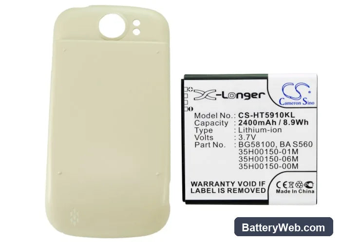 T-Mobile Mytouch 4G Slide Replacement Battery, 3.7V, 2400mAh, Li-ion 5
