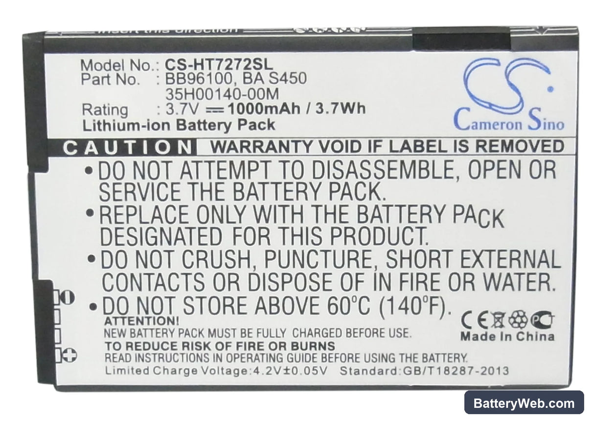 T-Mobile G2 Replacement Battery, 3.7V, 1000mAh, Li-ion 5