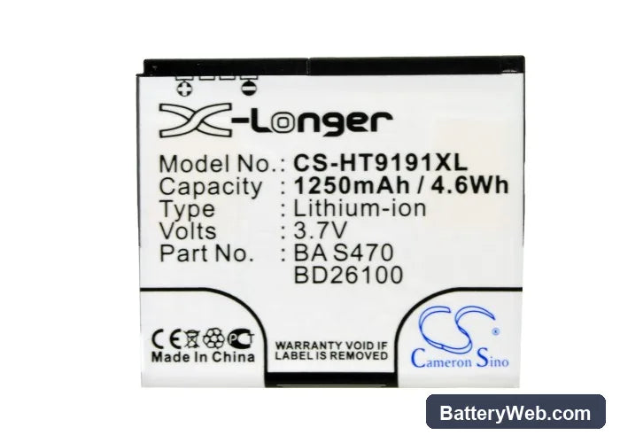 AT&T Inspire 4G Replacement Battery, 3.7V, 1250mAh, Li-ion 5