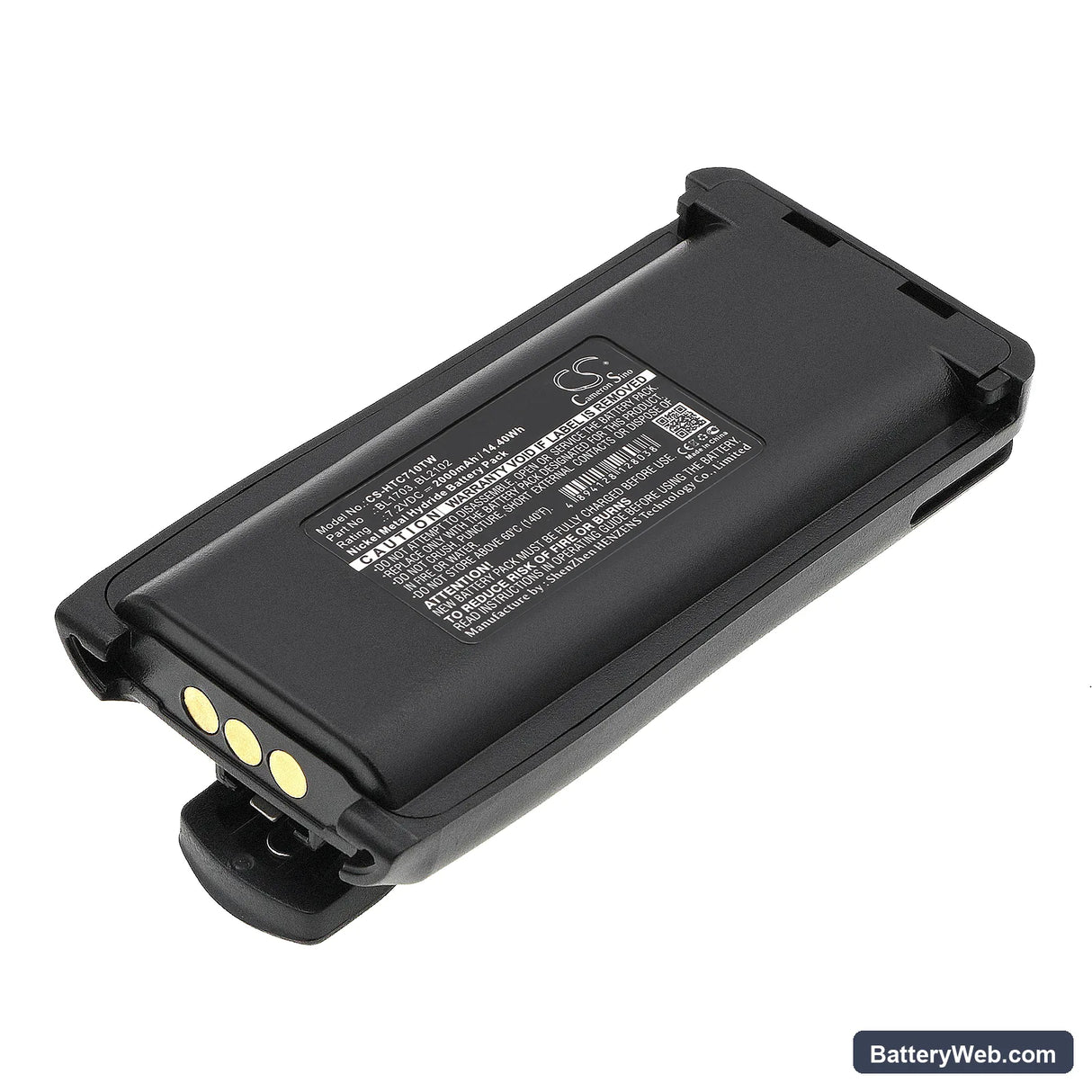 Hytera TC-700 Replacement Battery, 7.2V, 2000mAh, Ni-MH 1