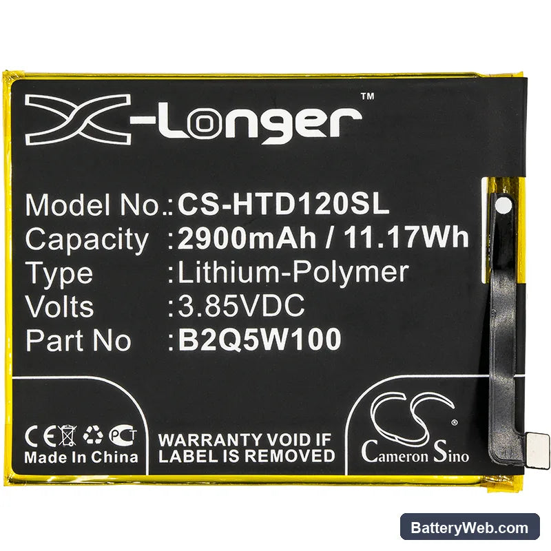 HTC U12 Replacement Battery, 3.85V, 2900mAh, Li-Polymer 3