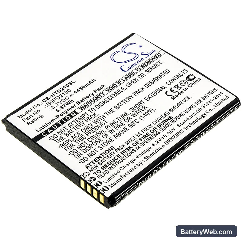 HTC Desire 210 Replacement Battery, 3.7V, 1450mAh, Li-Polymer 1