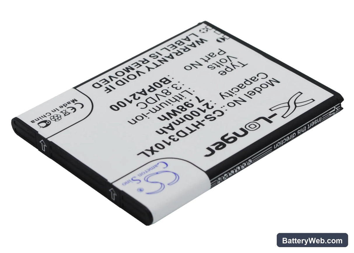 HTC D310 Replacement Battery, 3.8V, 2100mAh, Li-ion 3