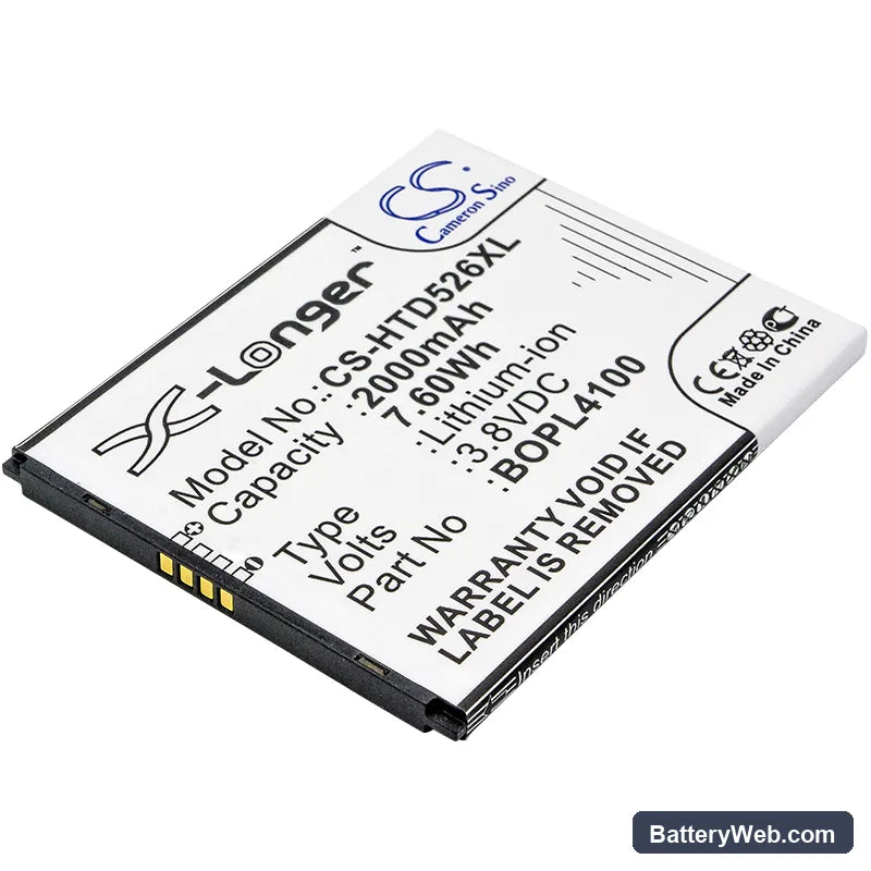 HTC Desire 526 Replacement Battery, 3.8V, 2000mAh, Li-ion 1