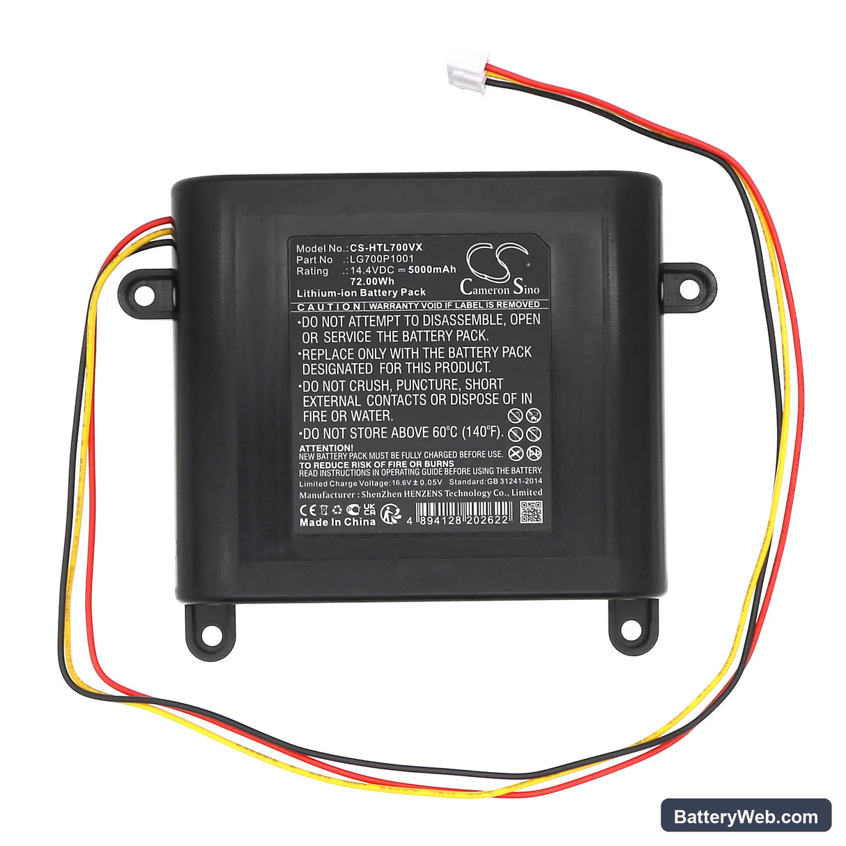 HOBOT Legee 7 Replacement Battery, 14.4V, 5000mAh, Li-ion 3