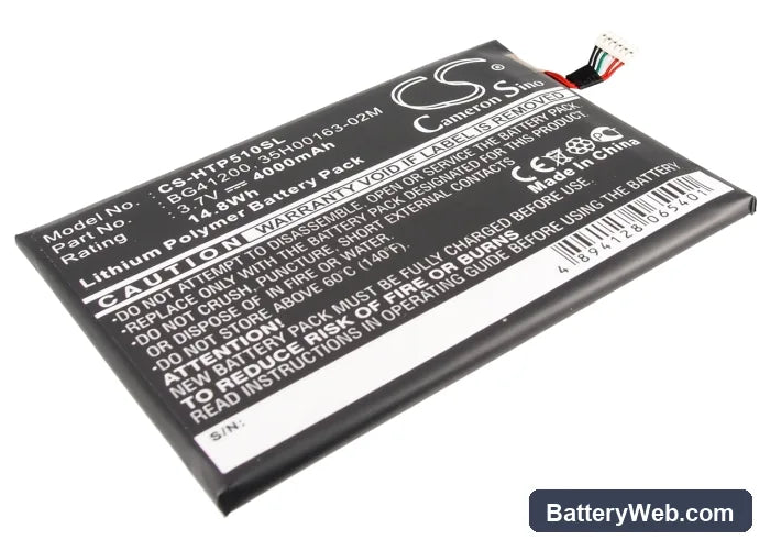 HTC Flyer Replacement Battery, 3.7V, 4000mAh, Li-Polymer 1