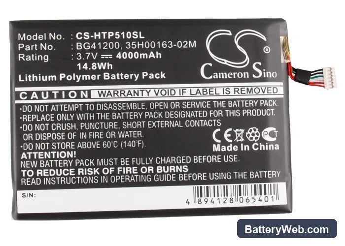 HTC Flyer Replacement Battery, 3.7V, 4000mAh, Li-Polymer 6