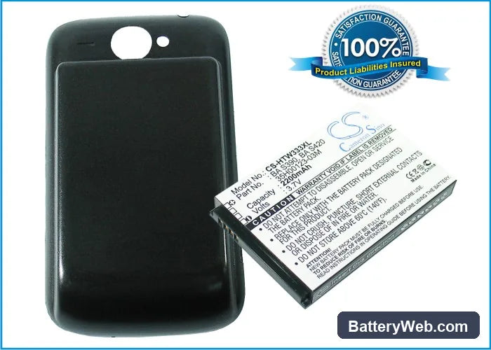 HTC Wildfire Replacement Battery, 3.7V, 2200mAh, Li-ion 1