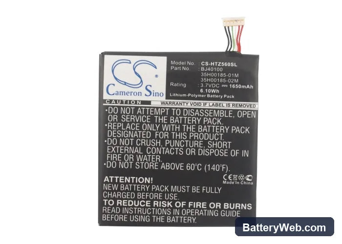 T-Mobile Ville Replacement Battery, 3.7V, 1650mAh, Li-Polymer 5