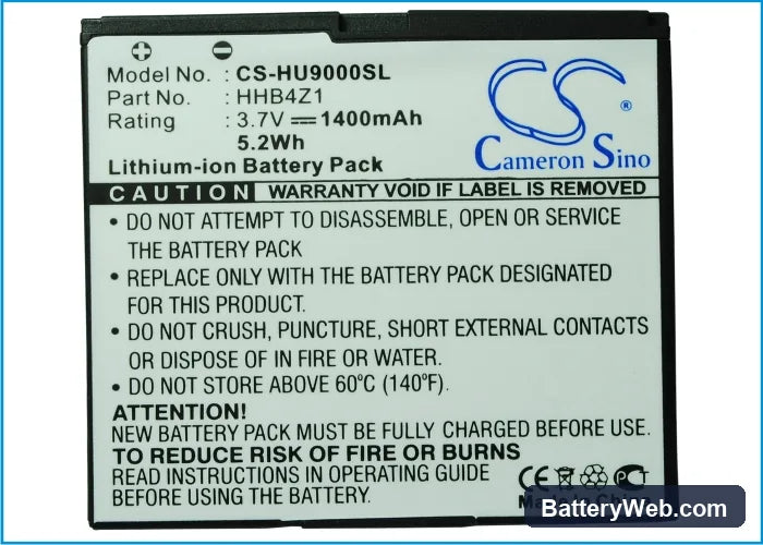 Huawei ideos X6 Replacement Battery, 3.7V, 1400mAh, Li-ion 5