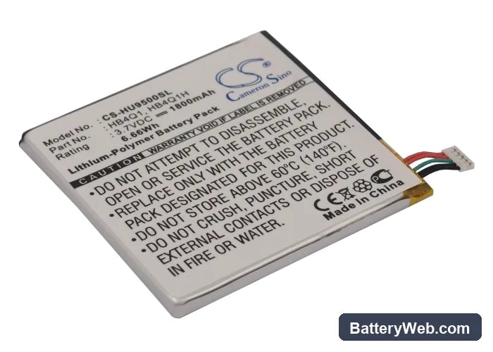Huawei U9500 Replacement Battery, 3.7V, 1800mAh, Li-Polymer 1