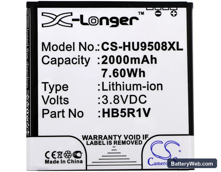 Huawei Honor 2 Replacement Battery, 3.8V, 2000mAh, Li-ion 3