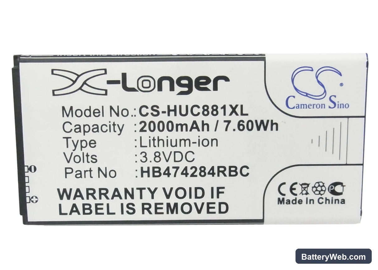 Huawei C8816 Replacement Battery, 3.8V, 2000mAh, Li-ion 5