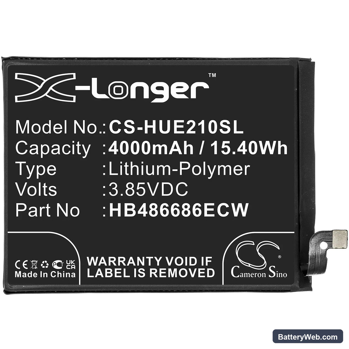 Huawei Enjoy 20 Plus Replacement Battery, 3.85V, 4000mAh, Li-Polymer 3