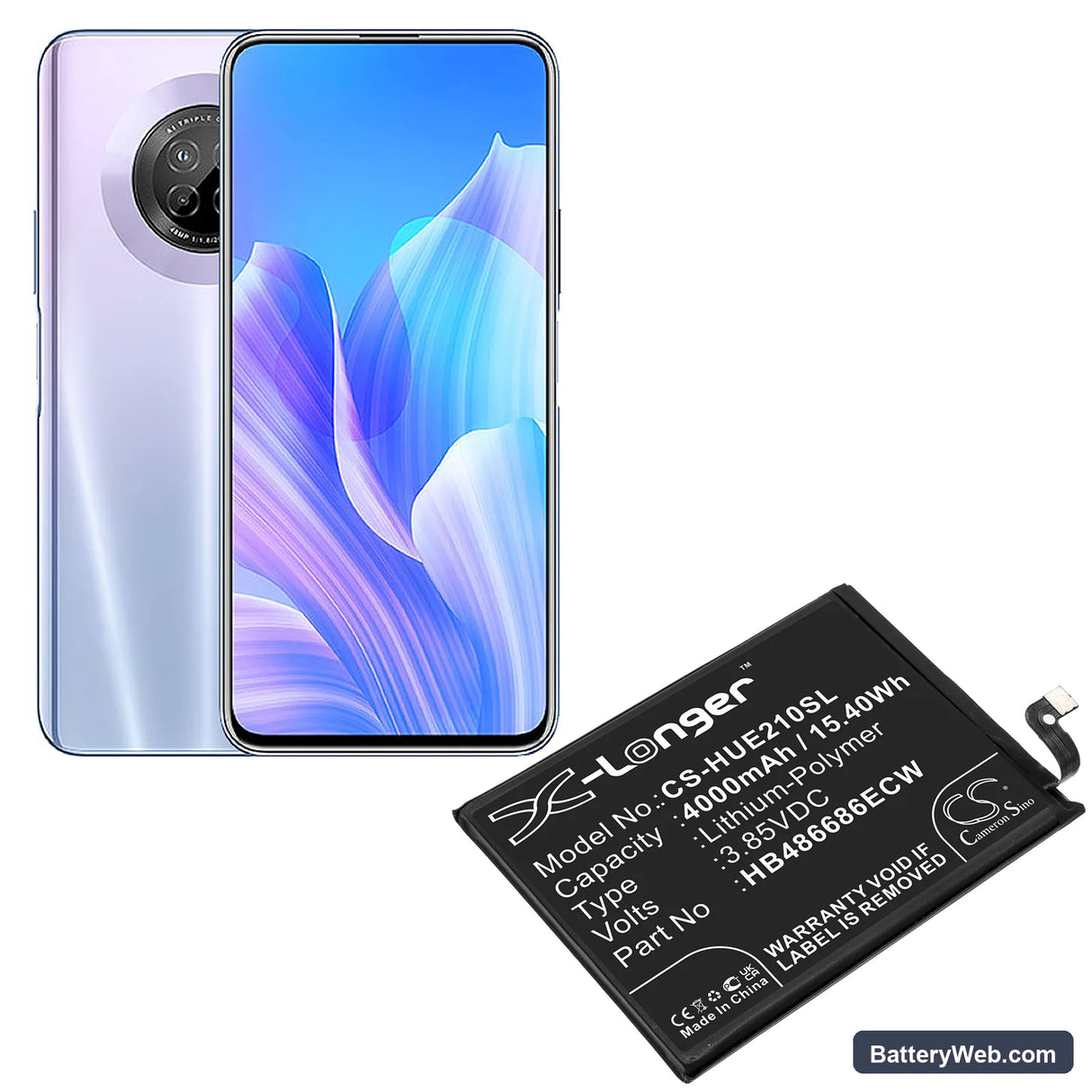 Huawei Enjoy 20 Plus Replacement Battery, 3.85V, 4000mAh, Li-Polymer 5