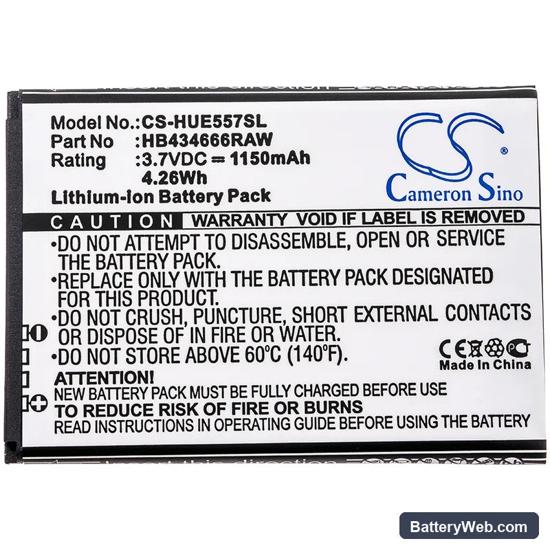 Huawei E5573 Replacement Battery, 3.7V, 1150mAh, Li-ion 3