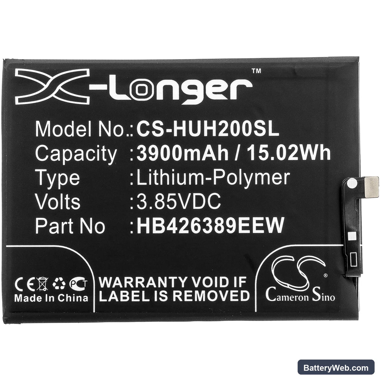 Huawei Honor 20 Youth Replacement Battery, 3.85V, 3900mAh, Li-Polymer 3