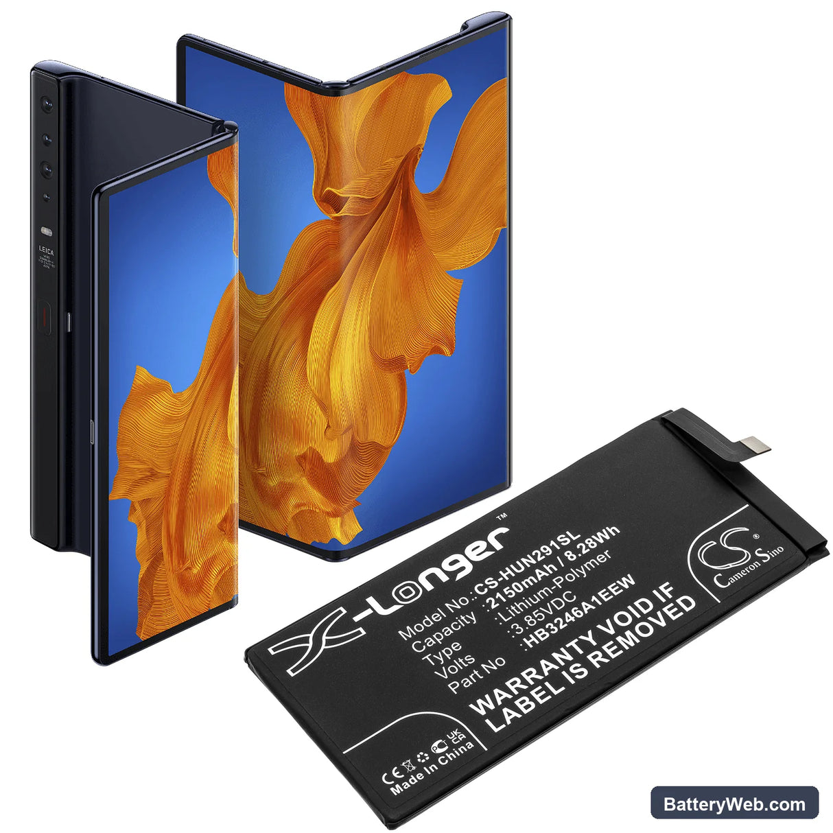Huawei Mate Xs Replacement Battery, 3.85V, 2150mAh, Li-Polymer 5