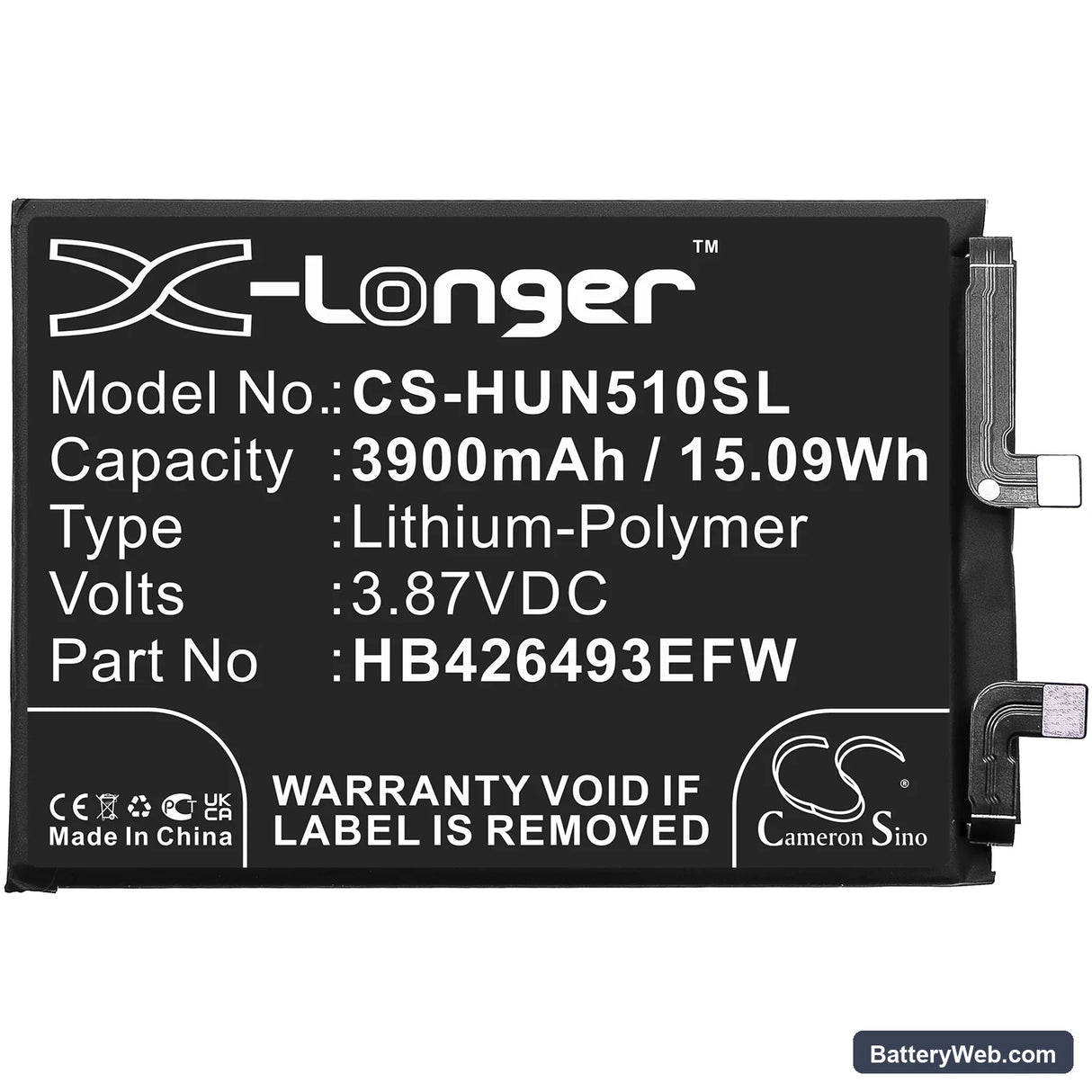 Huawei Honor 50 SE Replacement Battery, 3.87V, 3900mAh, Li-Polymer 3
