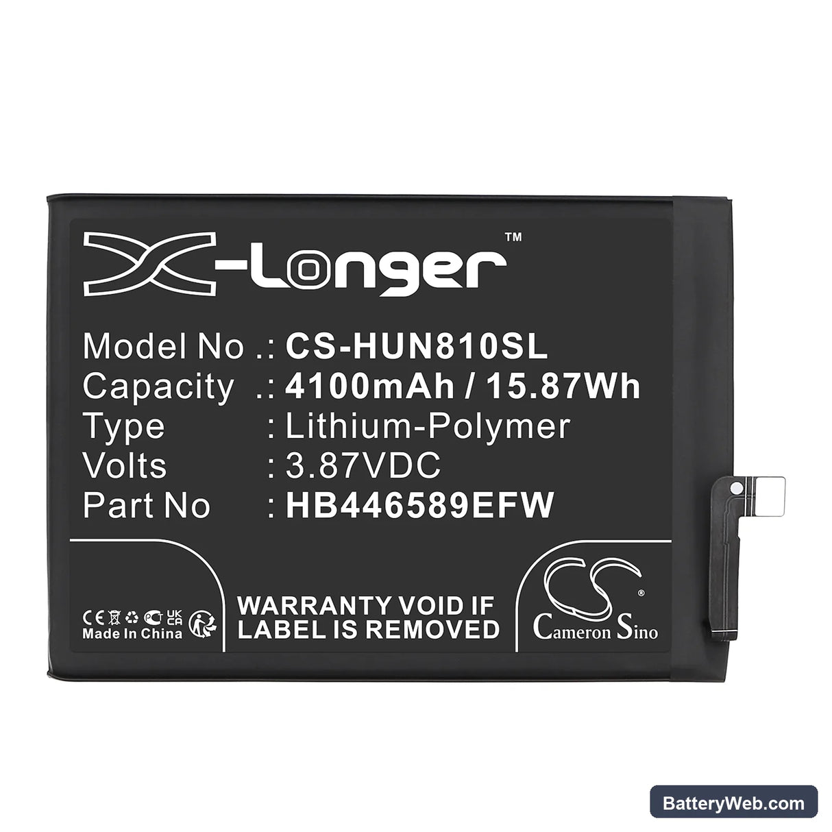 Huawei Nova 8 SE Replacement Battery, 3.87V, 4100mAh, Li-Polymer 3