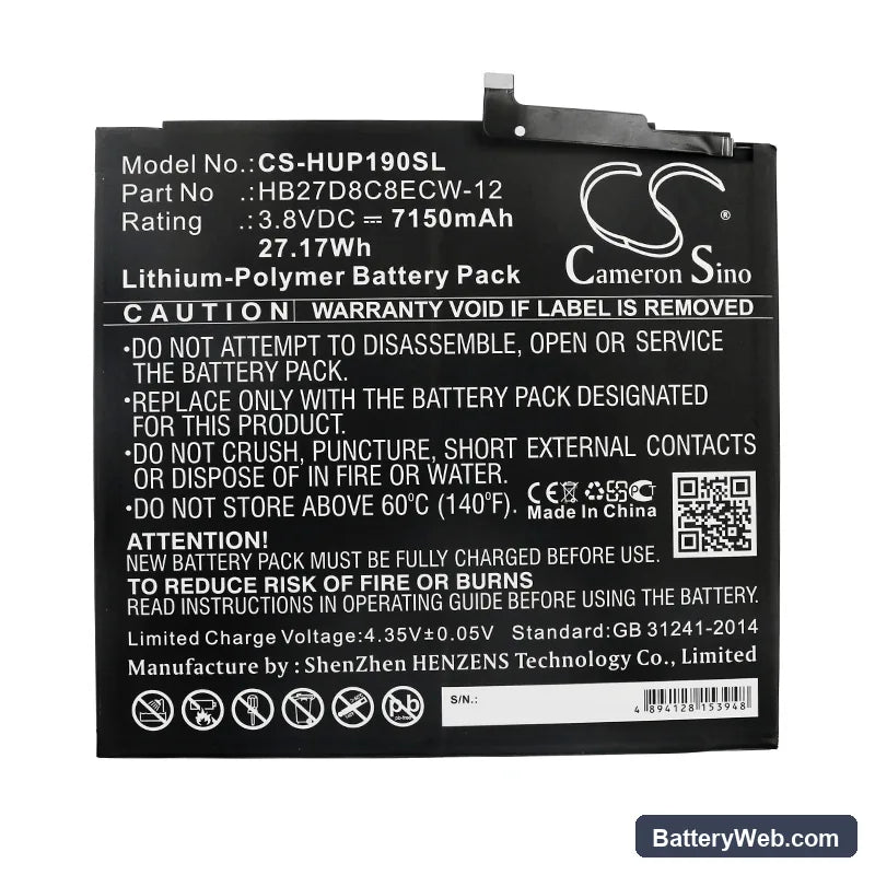 Huawei MatePad Pro Replacement Battery, 3.8V, 7150mAh, Li-Polymer 3