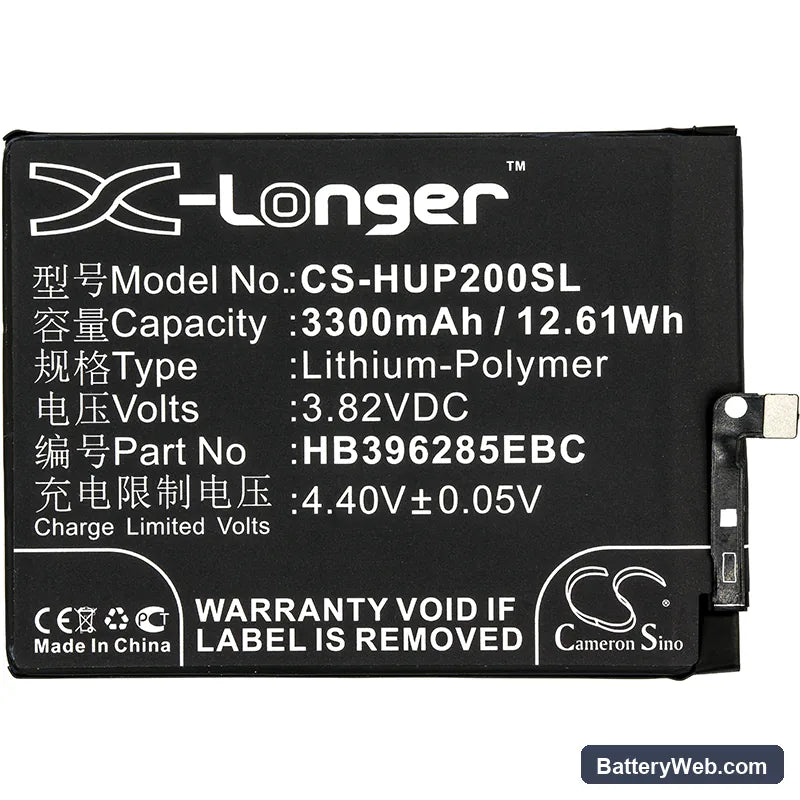 Huawei P20 Replacement Battery, 3.82V, 3300mAh, Li-Polymer 3
