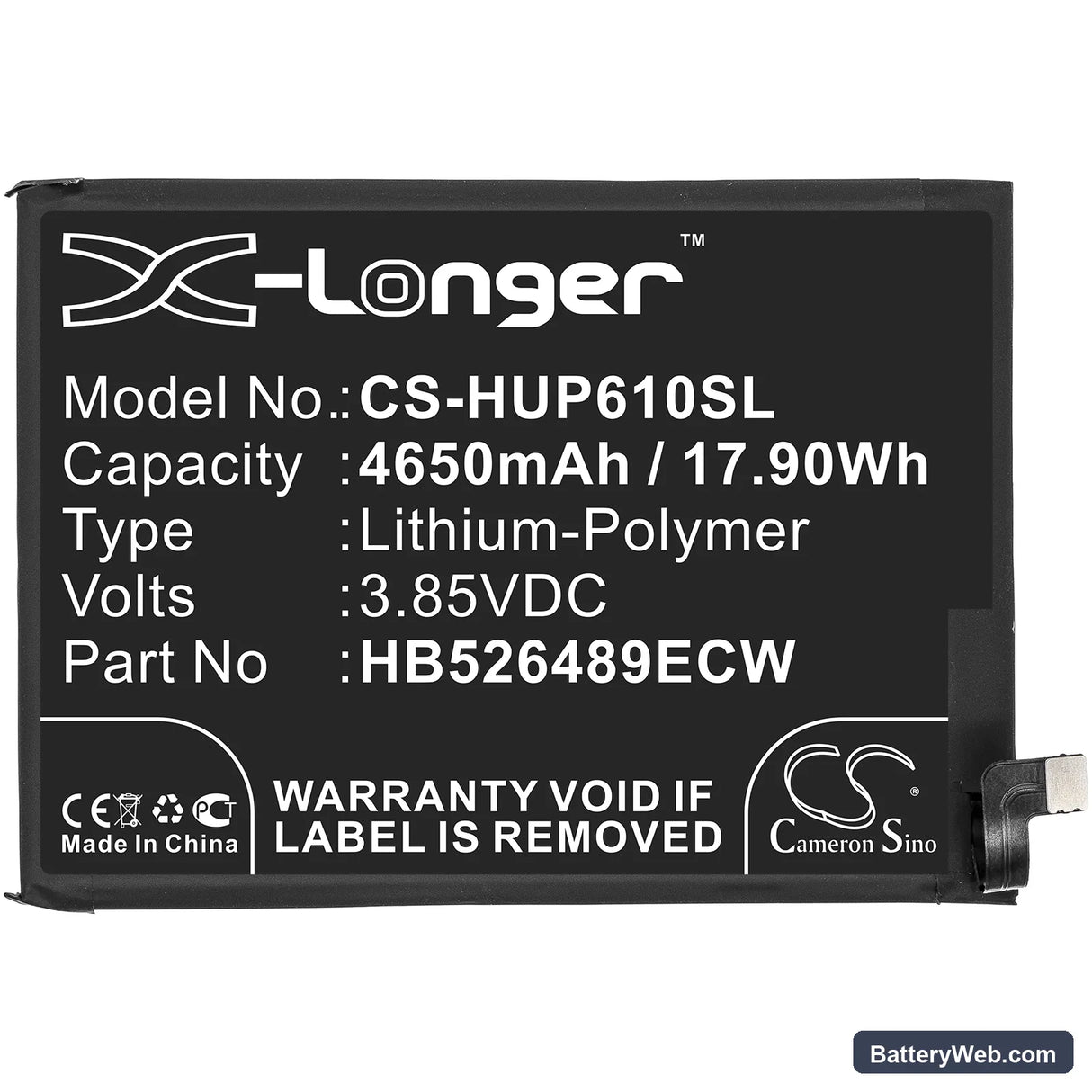 Huawei Y6p Replacement Battery, 3.85V, 4650mAh, Li-Polymer 3