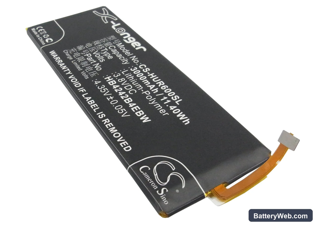 Huawei Honor 6 Replacement Battery, 3.8V, 3000mAh, Li-Polymer 1