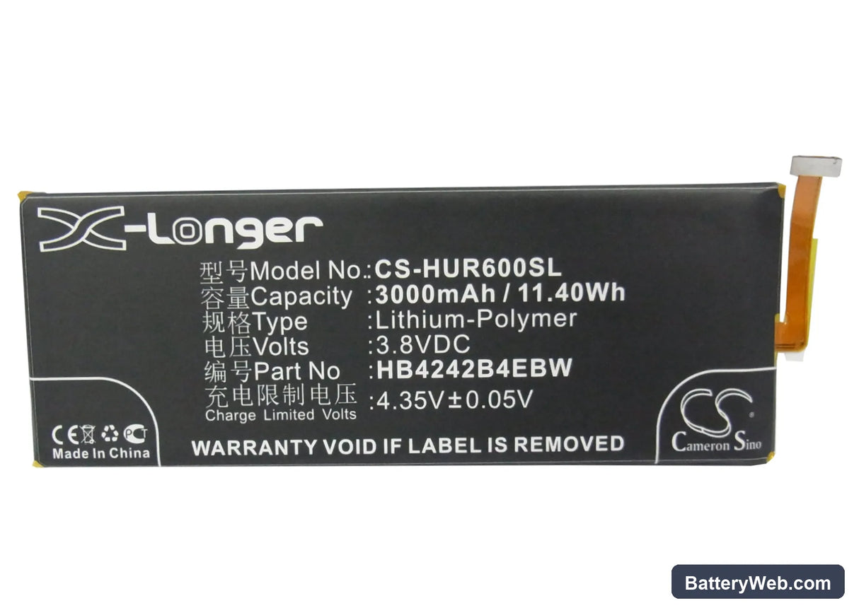 Huawei Honor 6 Replacement Battery, 3.8V, 3000mAh, Li-Polymer 5