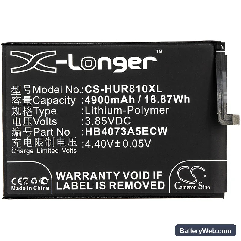 Huawei Honor 8X Max Replacement Battery, 3.85V, 4900mAh, Li-Polymer 3