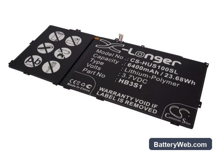 Huawei MediaaPad 10FHD Replacement Battery, 3.7V, 6400mAh, Li-Polymer 1