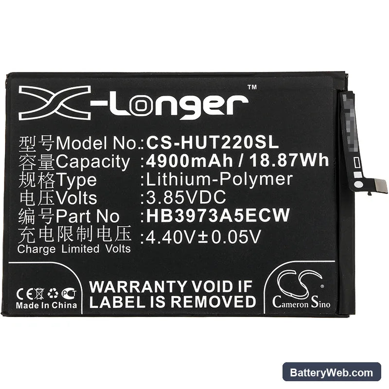 Huawei Mate 20 X Replacement Battery, 3.85V, 4900mAh, Li-Polymer 3