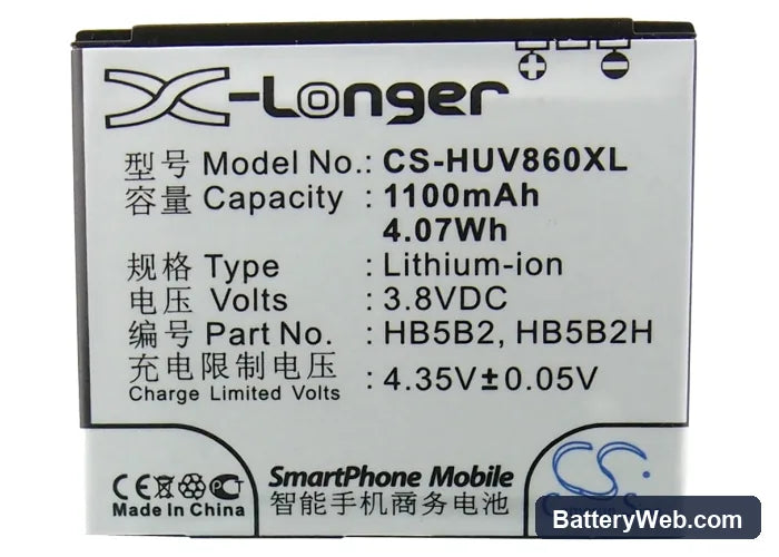 Huawei C5900 Replacement Battery, 3.7V, 1100mAh, Li-ion 5