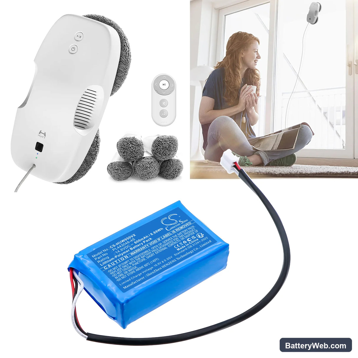 HUTT DDC55 Replacement Battery, 14.8V, 600mAh, Li-Polymer 6