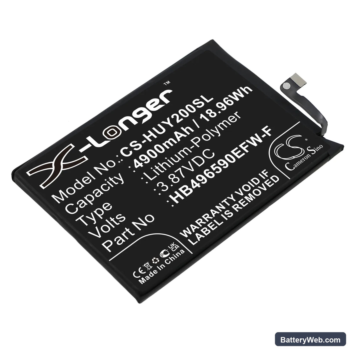 Huawei Honor Play 20 Replacement Battery, 3.87V, 4900mAh, Li-Polymer 1
