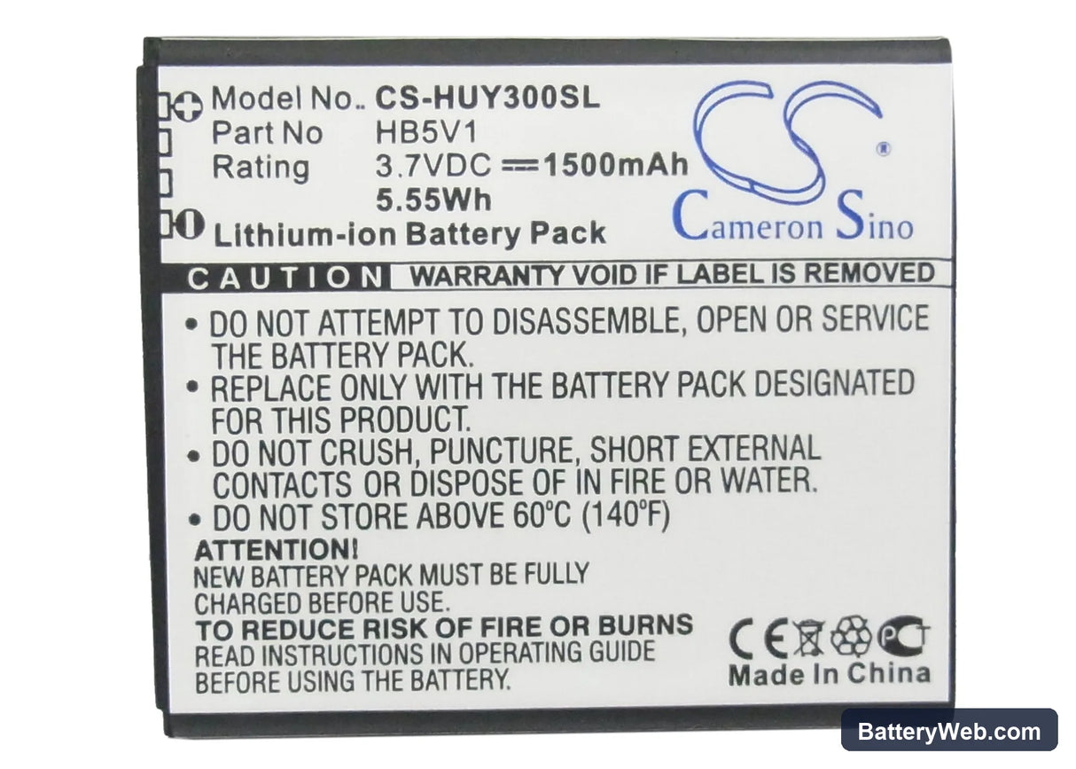 Huawei Y300 Replacement Battery, 3.7V, 1500mAh, Li-ion 5
