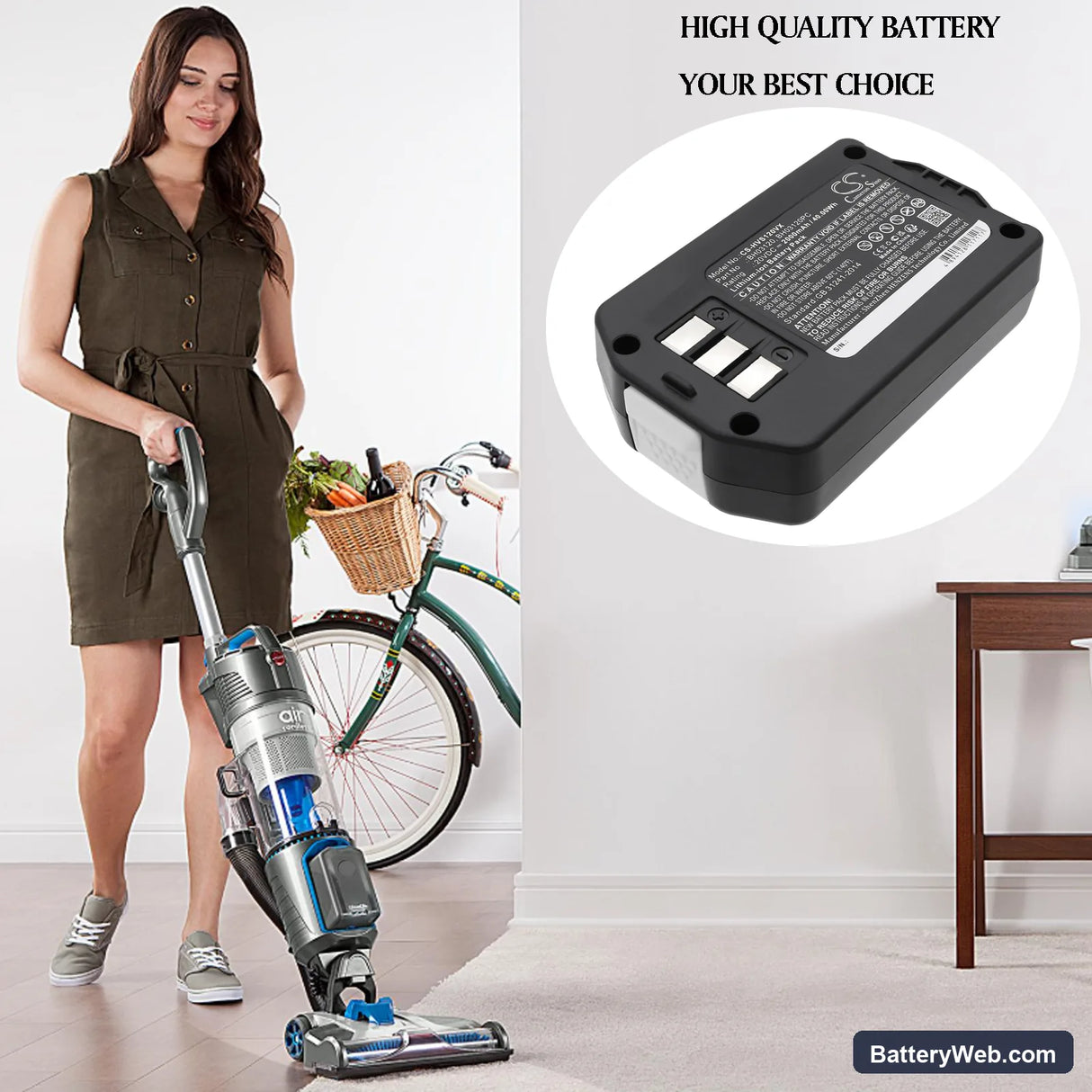 Hoover Air Cordless 2-in-1 Deluxe Stick Replacement Battery, 20V, 2000mAh, Li-ion 6