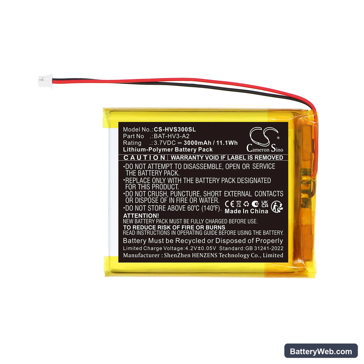 HeimVision Soothe 3 baby monitor Replacement Battery, 3.7V, 3000mAh, Li-Polymer 3