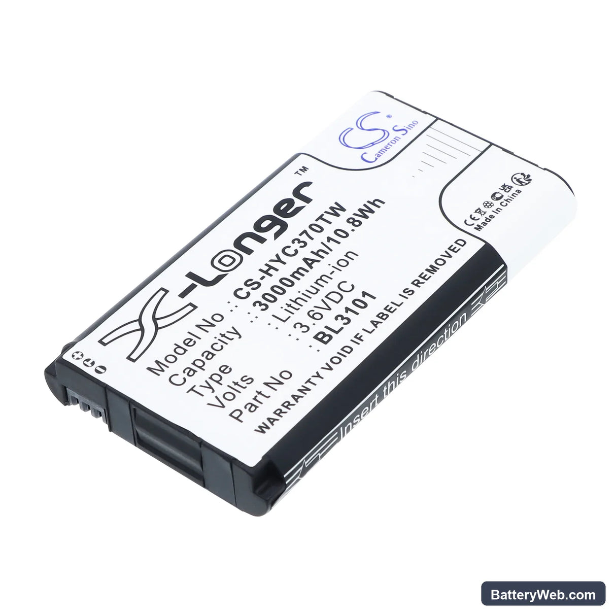 Hytera PNC370 Replacement Battery, 3.6V, 3000mAh, Li-ion 1