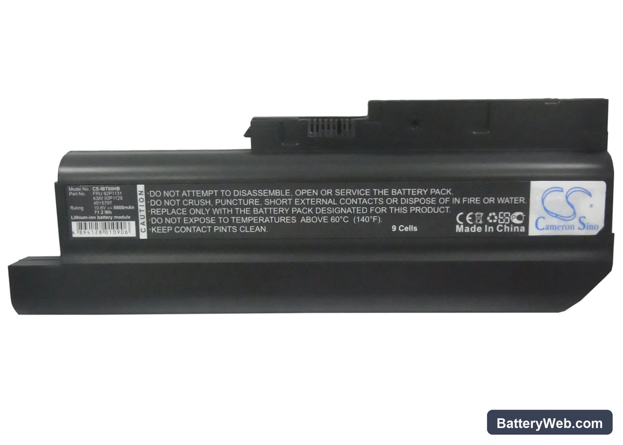 IBM ThinkPad R60 Replacement Battery, 10.8V, 6600mAh, Li-ion 5